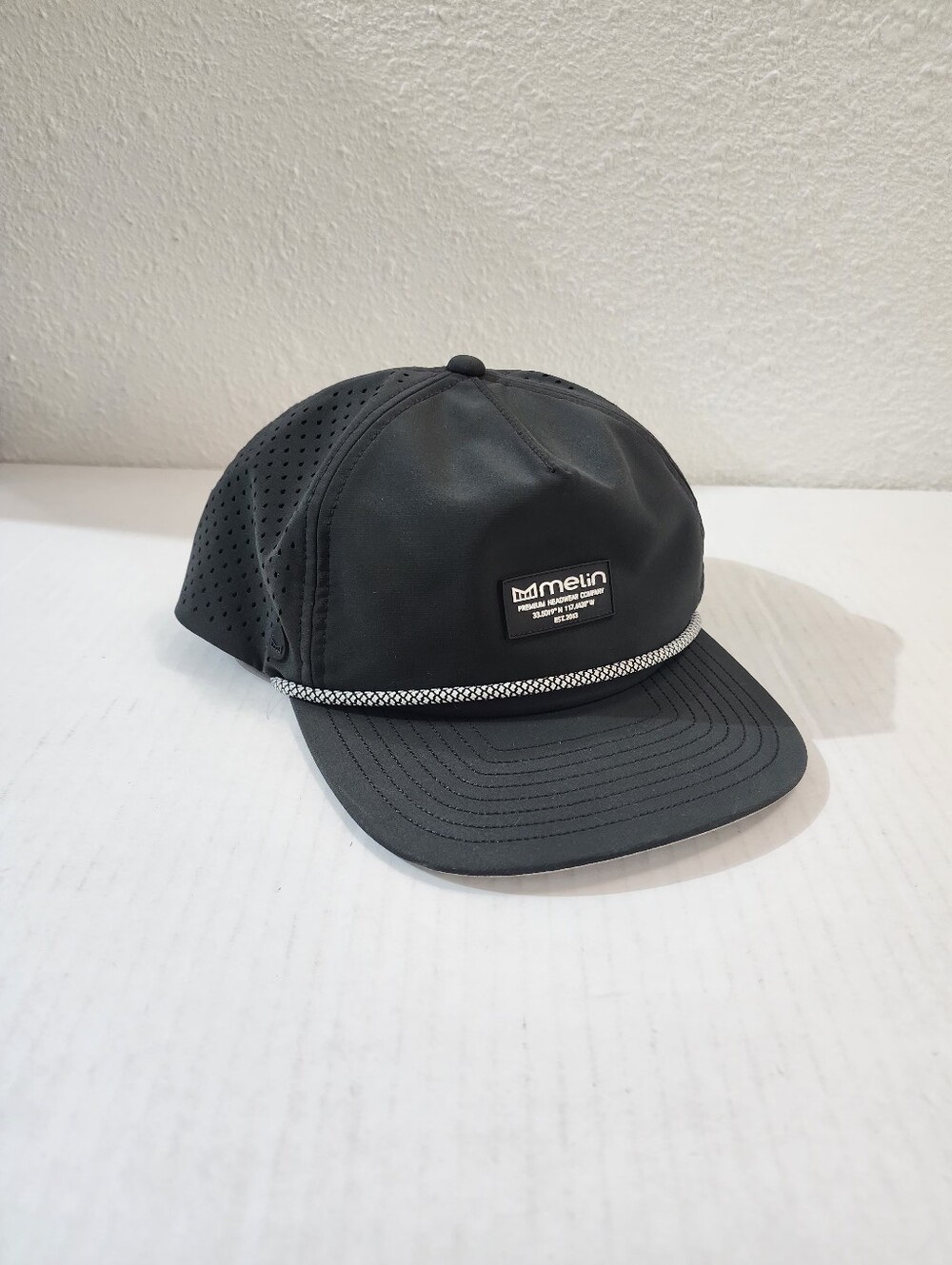 Melin Coronado Hydro Black Snapback Hat Water Resistant Performance One Size